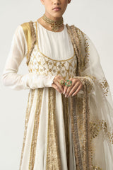 Aarohi Safed Lampi Anarkali Dupatta Set