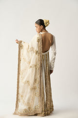 Aarohi Safed Lampi Anarkali Dupatta Set