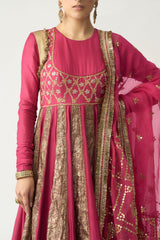 Aarohi Gulabi Lampi Anarkali Dupatta Set