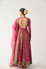 Aarohi Gulabi Lampi Anarkali Dupatta Set