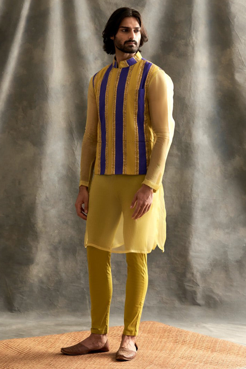 Colour Block Linen Bundi