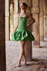 Raajney Green Mini Dress With Volume