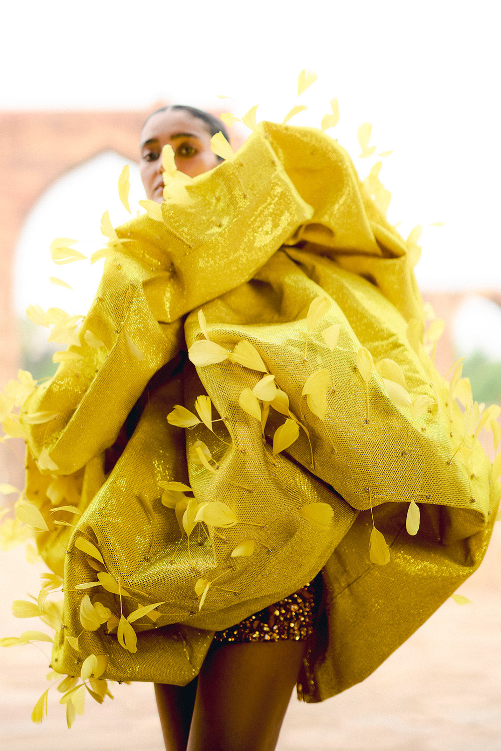 Raviya Yellow Mini Dress With Volume