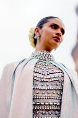 Soma Cascade Silver Stone Dress With White Cape