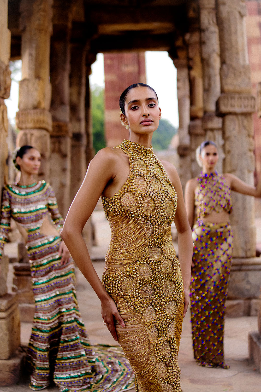 Maya Gold Stone Dress