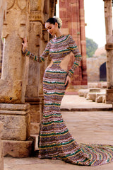 Nina Multimedia Crop Top And Skirt