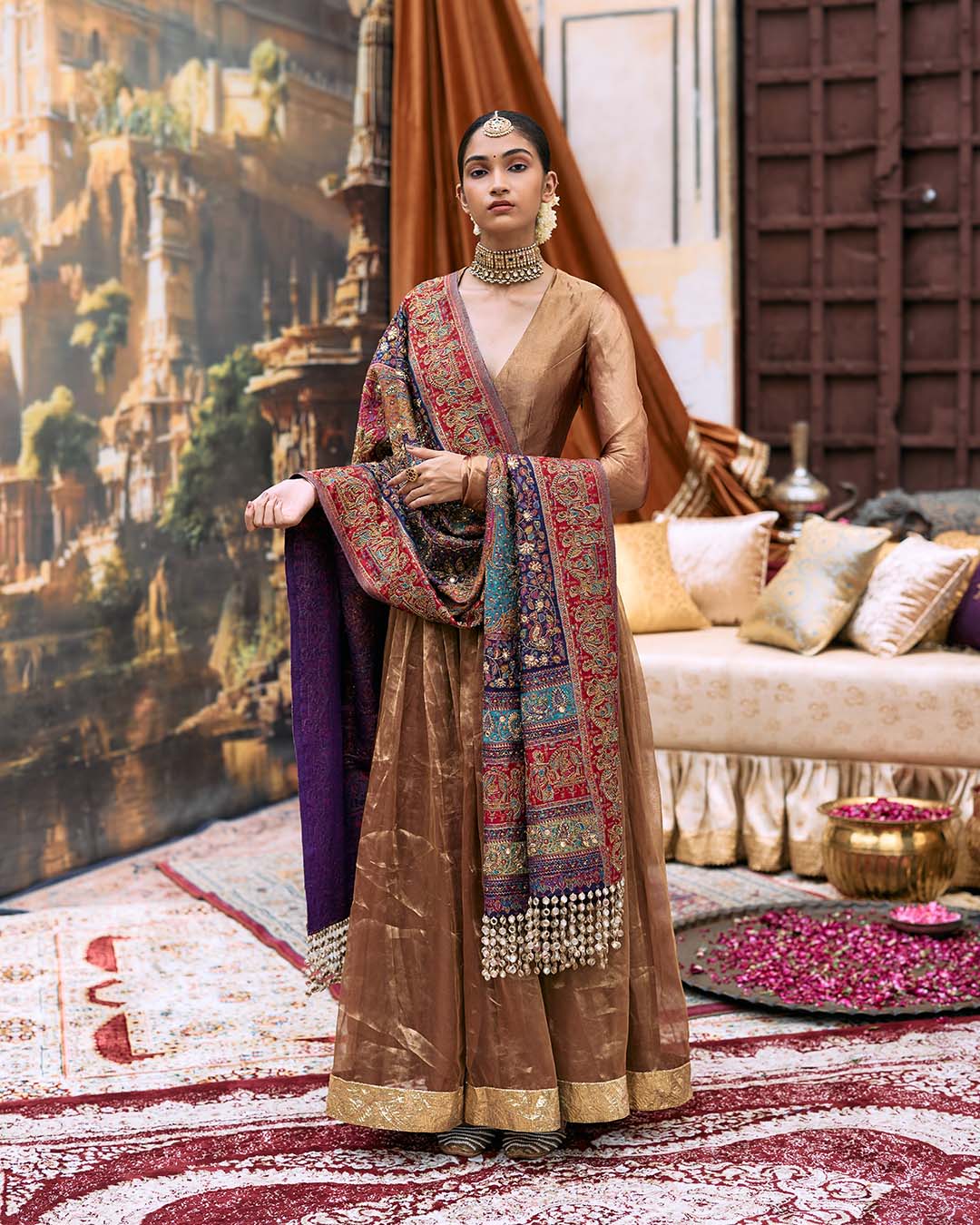 Kanthi Anarkali and Jamawaar Shawl Set