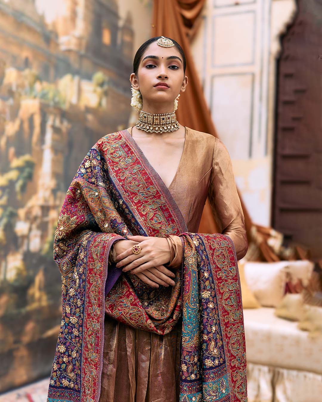 Kanthi Anarkali and Jamawaar Shawl Set