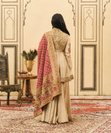 Sunhari-Gulal Tissue Bandhej Sharara Set