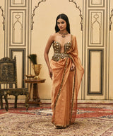 Kesariya Jadaau Corset Saree Set