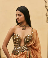 Kesariya Jadaau Corset Saree Set