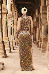 Kumu Gold Lattice Crop Top And Skirt