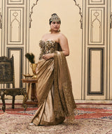 Puratan Tissue Brocade Metal Corset Saree Set