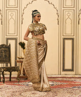 Kansya Tissue Brocade Metal Saree Set