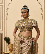 Kansya Tissue Brocade Metal Saree Set