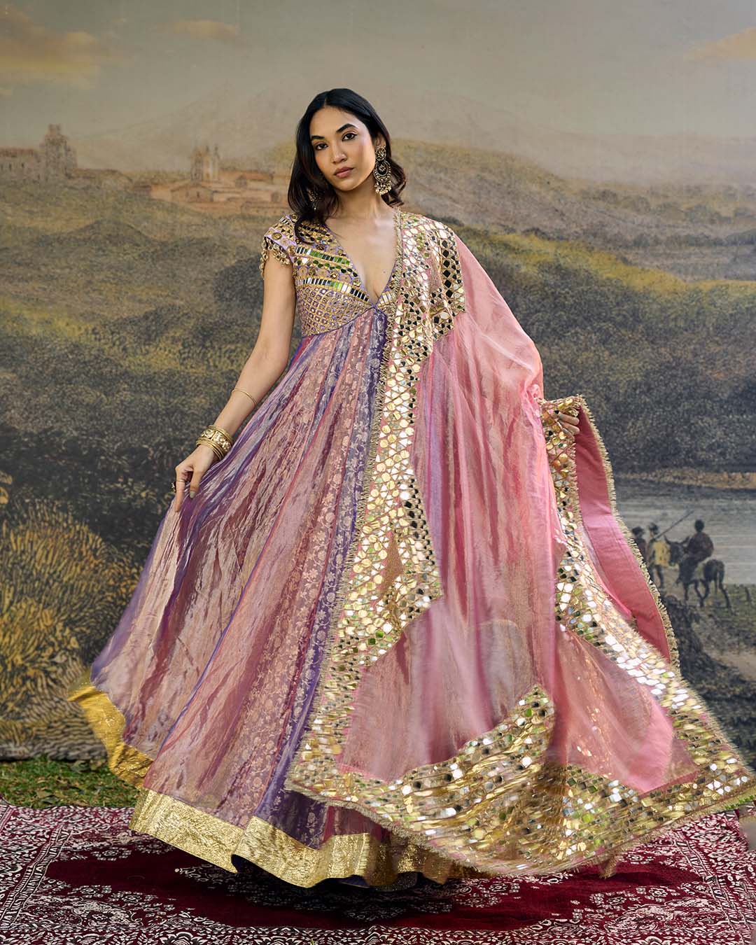 Gulrangi Mirror Anarkali Set