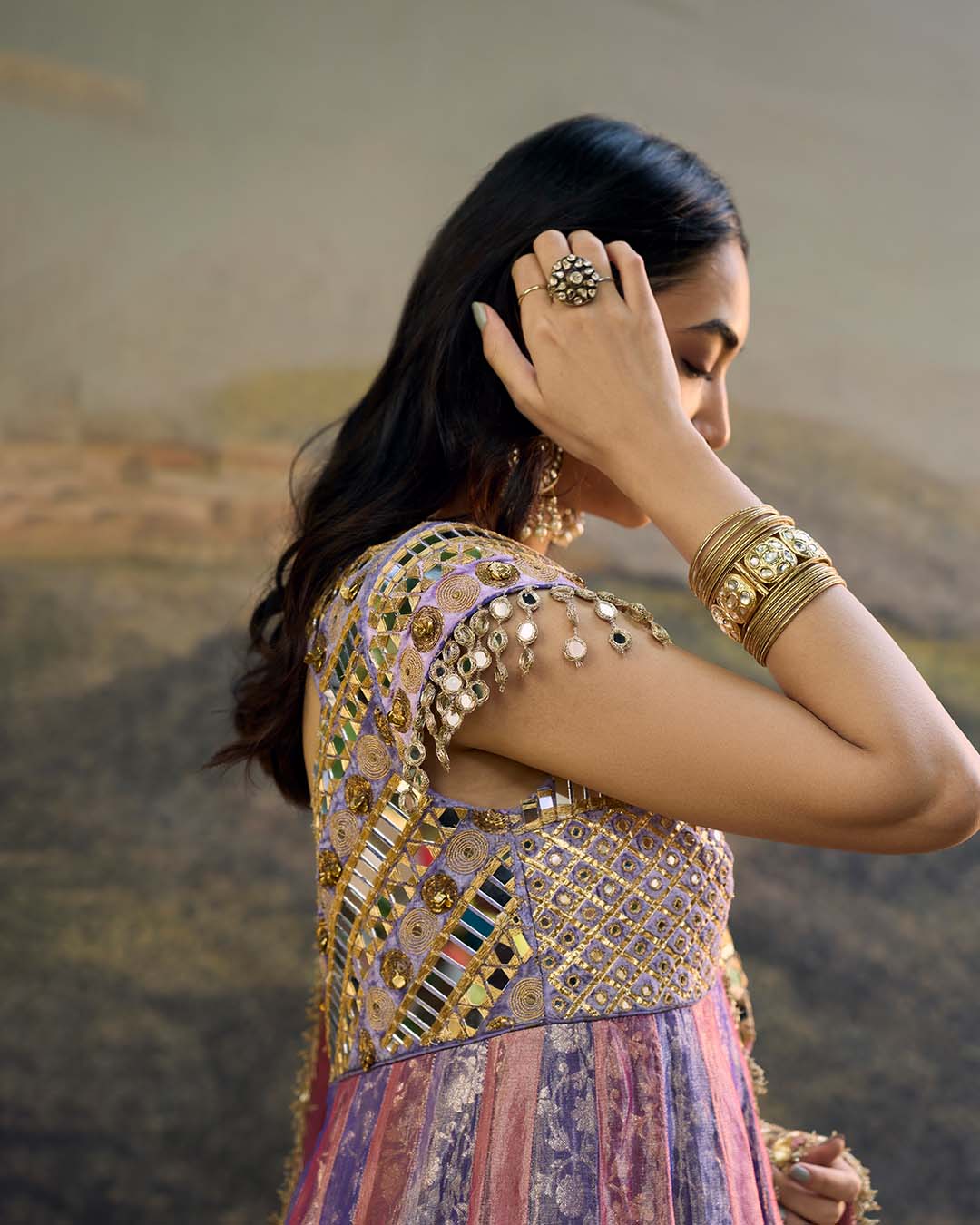 Gulrangi Mirror Anarkali Set