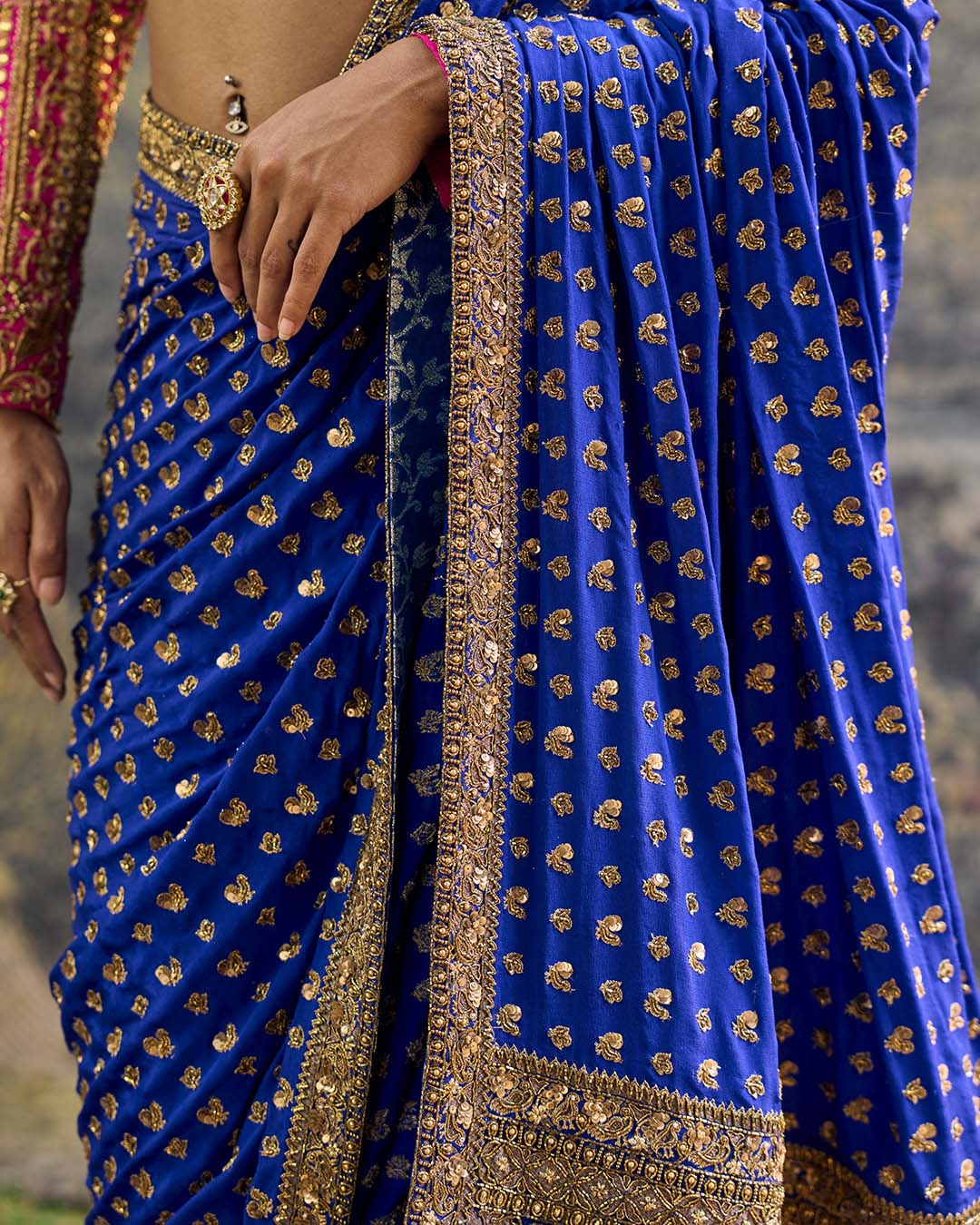 Neelpari Dabka Silk Saree Set