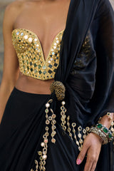 Shyama Mirror Pre-Draped Saree Set