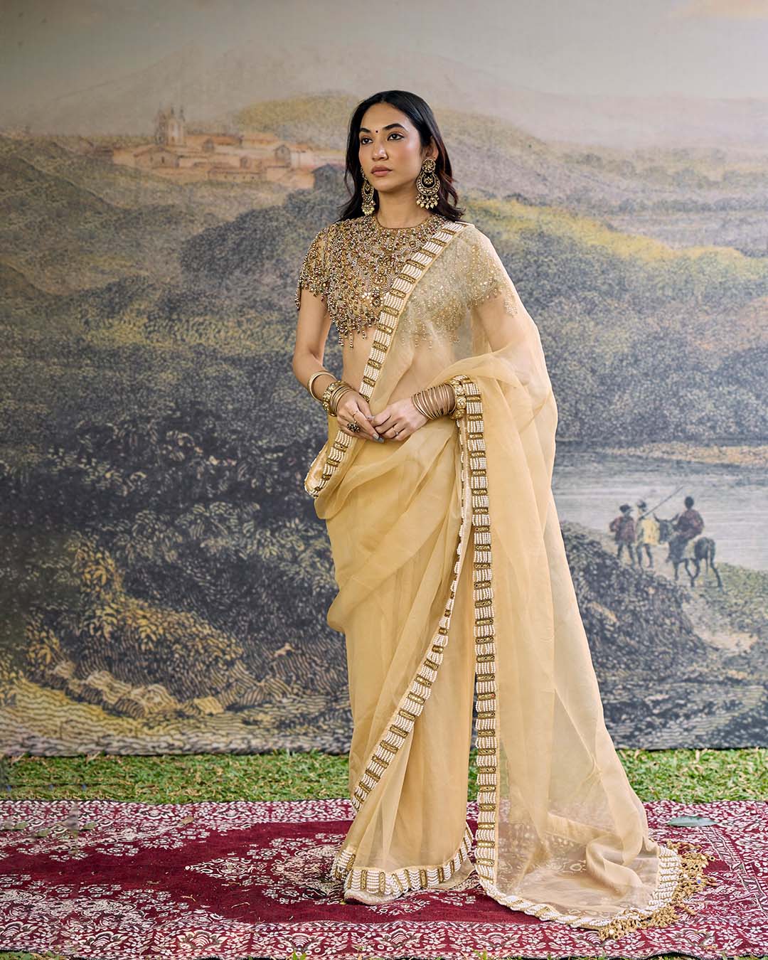 Kahani Jadau Organza Saree Set