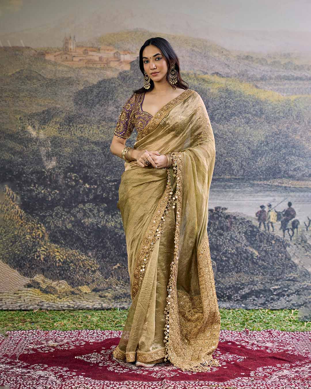 Zarvika Fusion Tissue Saree Set