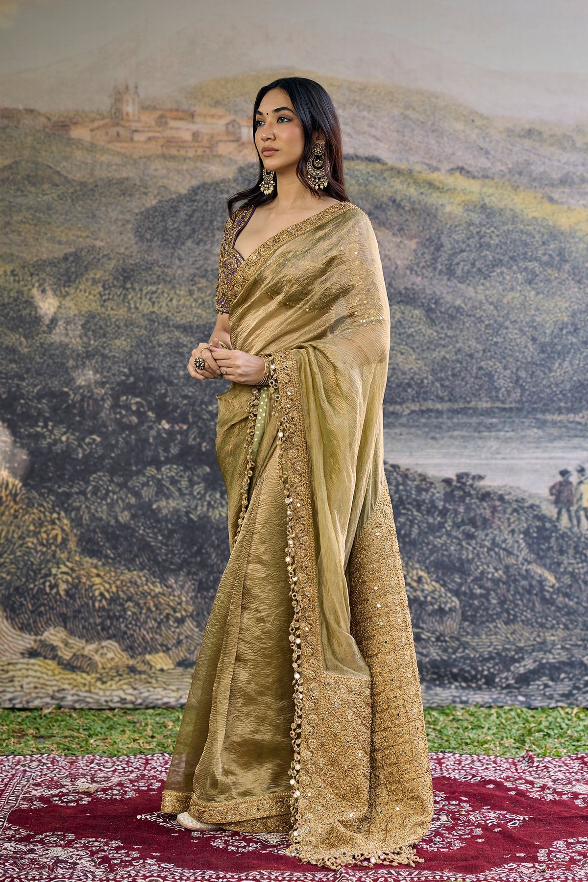 Zarvika Fusion Tissue Saree Set