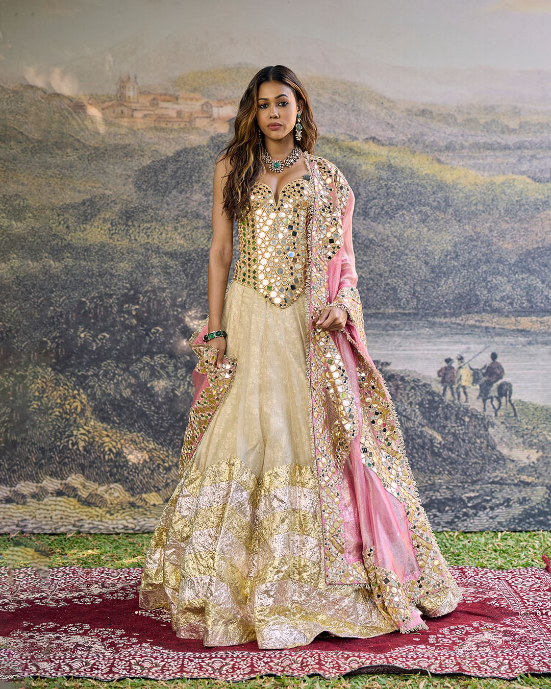 Sunehri Roshan Mirror Lehenga Set