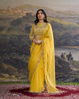 Peela Tara Organza Saree Set