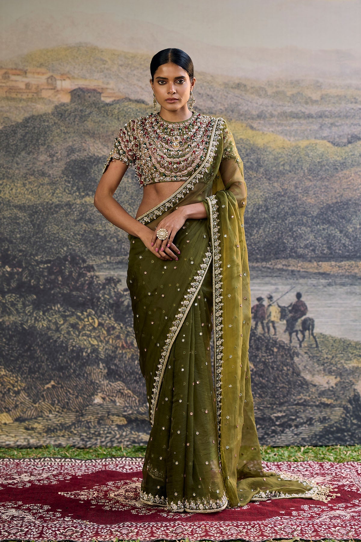 Zoya Jewel Organza Saree Set