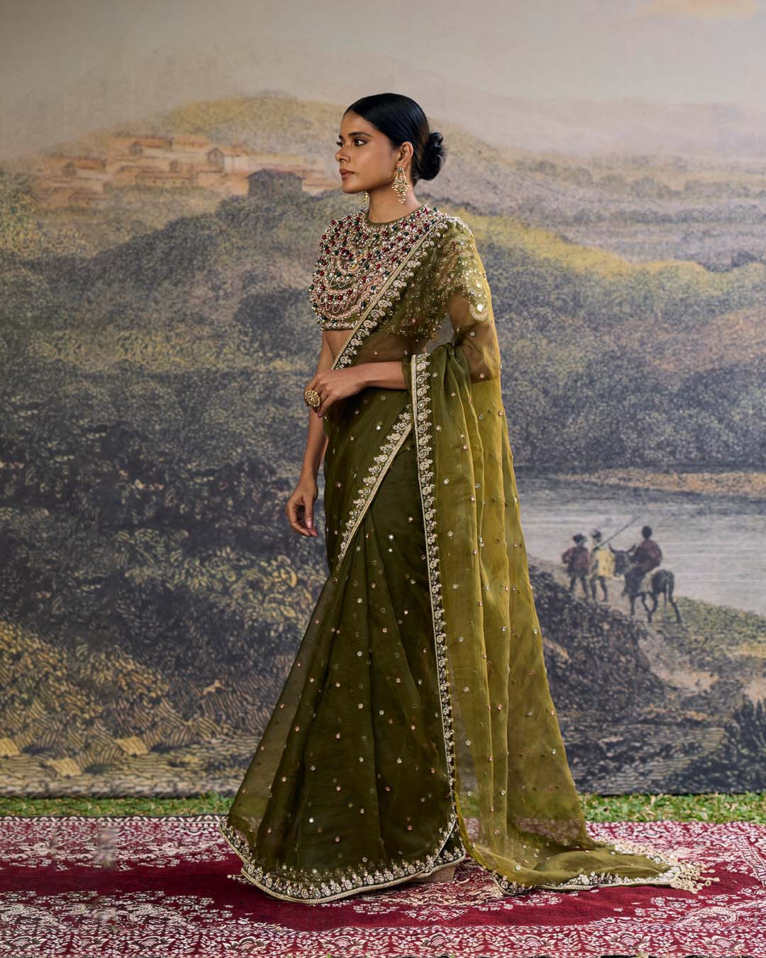Zoya Jewel Organza Saree Set