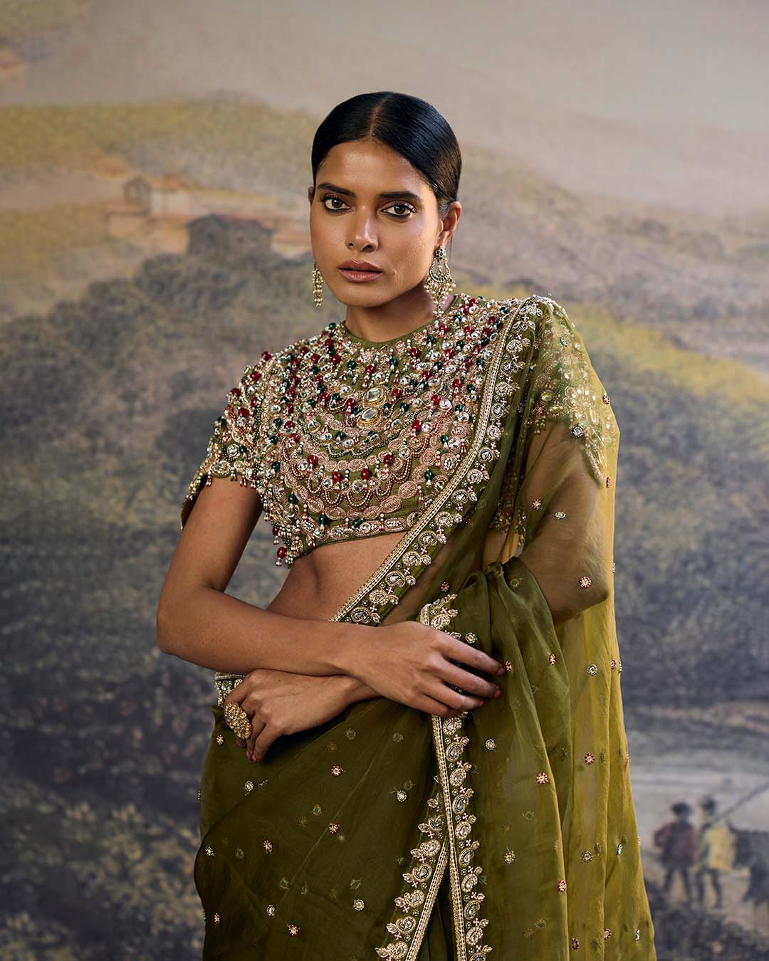 Zoya Jewel Organza Saree Set