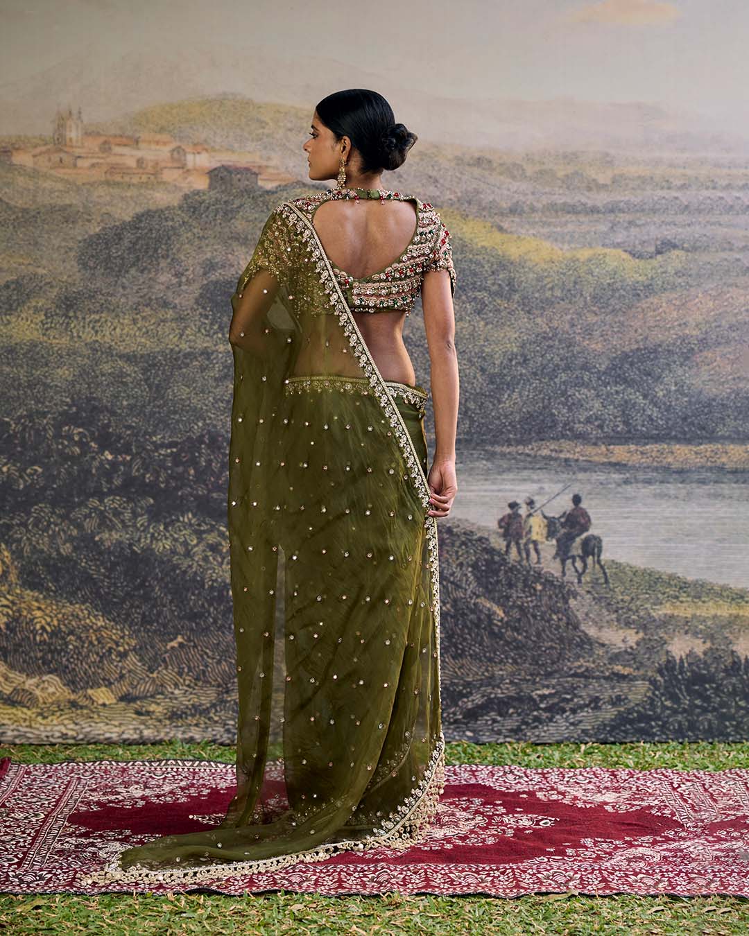 Zoya Jewel Organza Saree Set