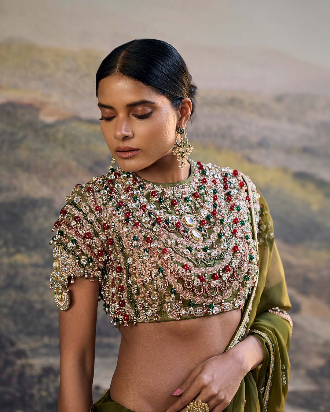 Zoya Jewel Organza Saree Set