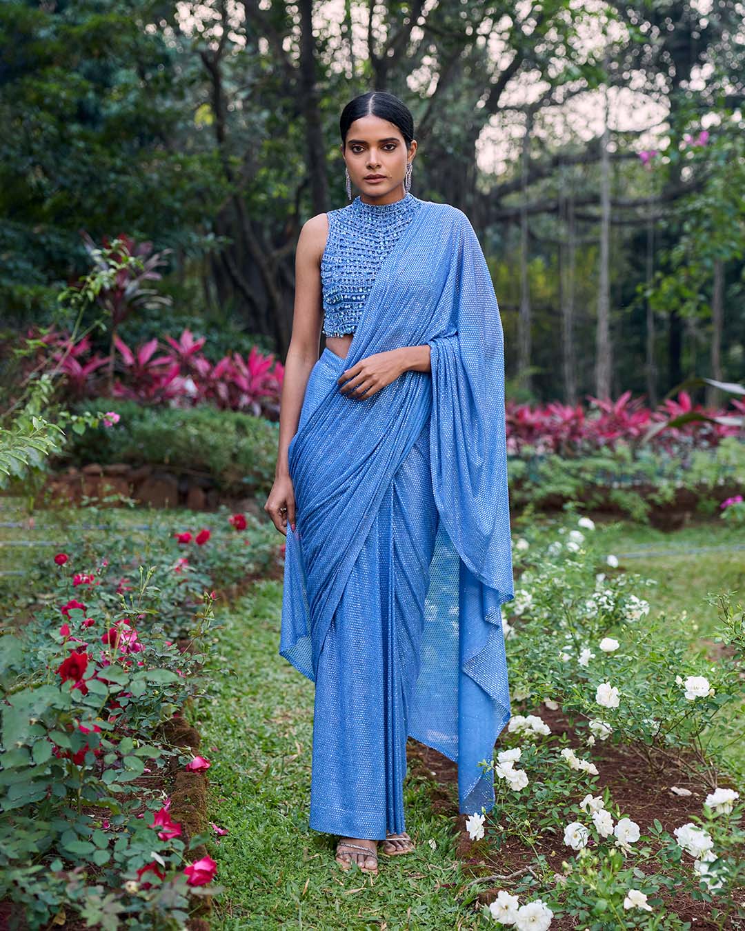 Neel Tara Crystal Saree Set