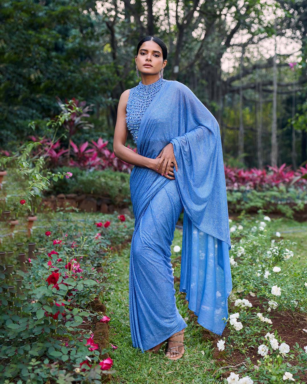 Neel Tara Crystal Saree Set