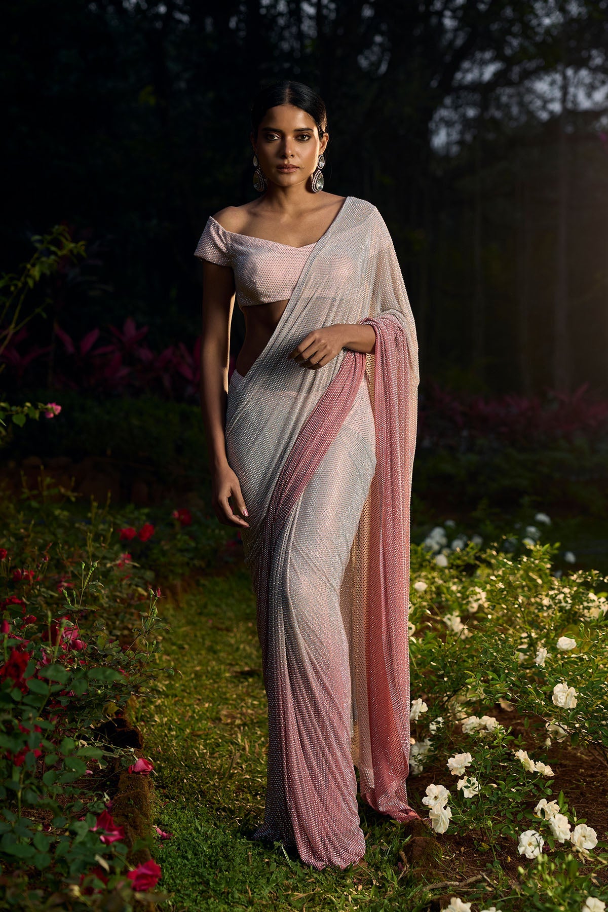 Gulrangi Crystal Saree Set