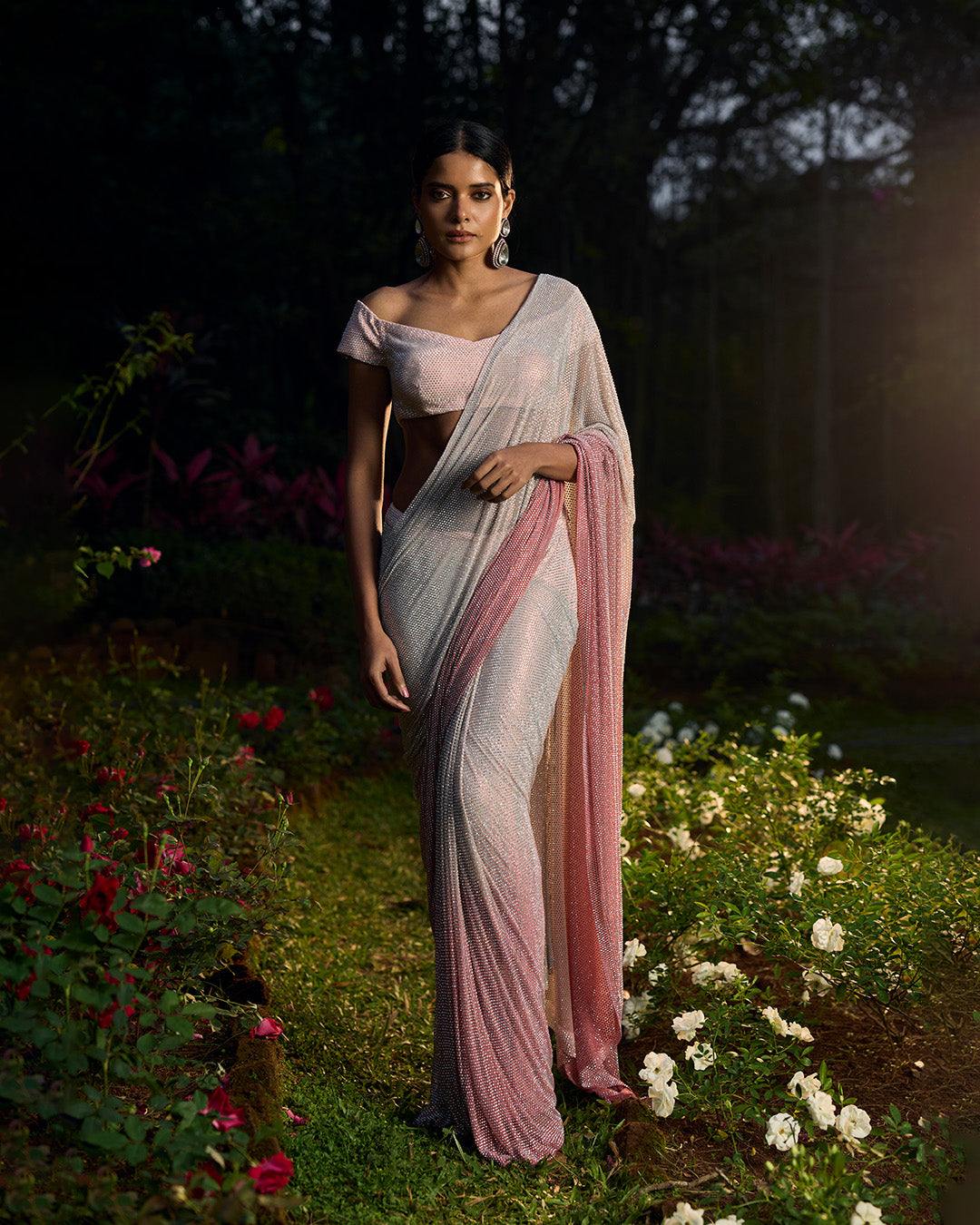 Gulrangi Crystal Saree Set