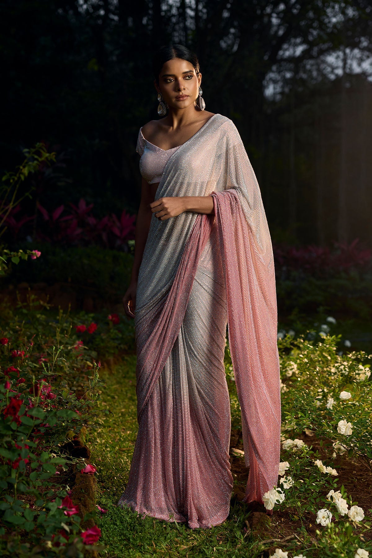 Gulrangi Crystal Saree Set