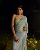 Pista Noor Crystal Saree Set