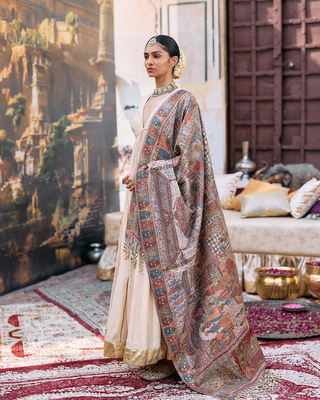 Sharanya Anarkali and Jamawar Shawl Set