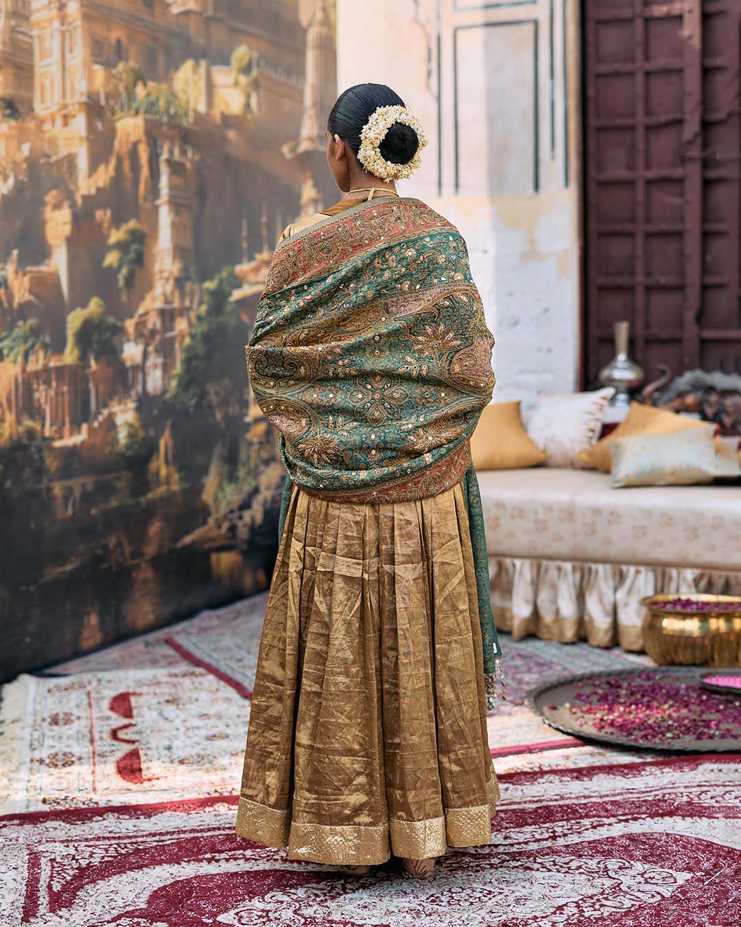 Pitambara Anarkali and Jamawar Shawl Set