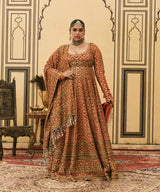 Rust Bandhani Anarkali Set