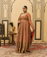 Rust Bandhani Anarkali Set