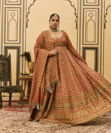 Rust Bandhani Anarkali Set