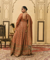 Rust Bandhani Anarkali Set