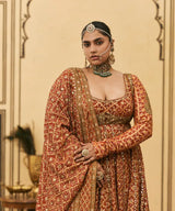 Rust Bandhani Anarkali Set