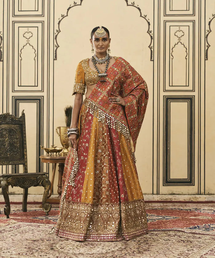Rangmanch Brocade Phulkari Lehenga Set