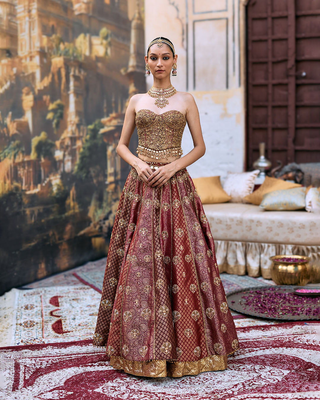 Arunima Lehenga Set with Chhavi Jaal Veil