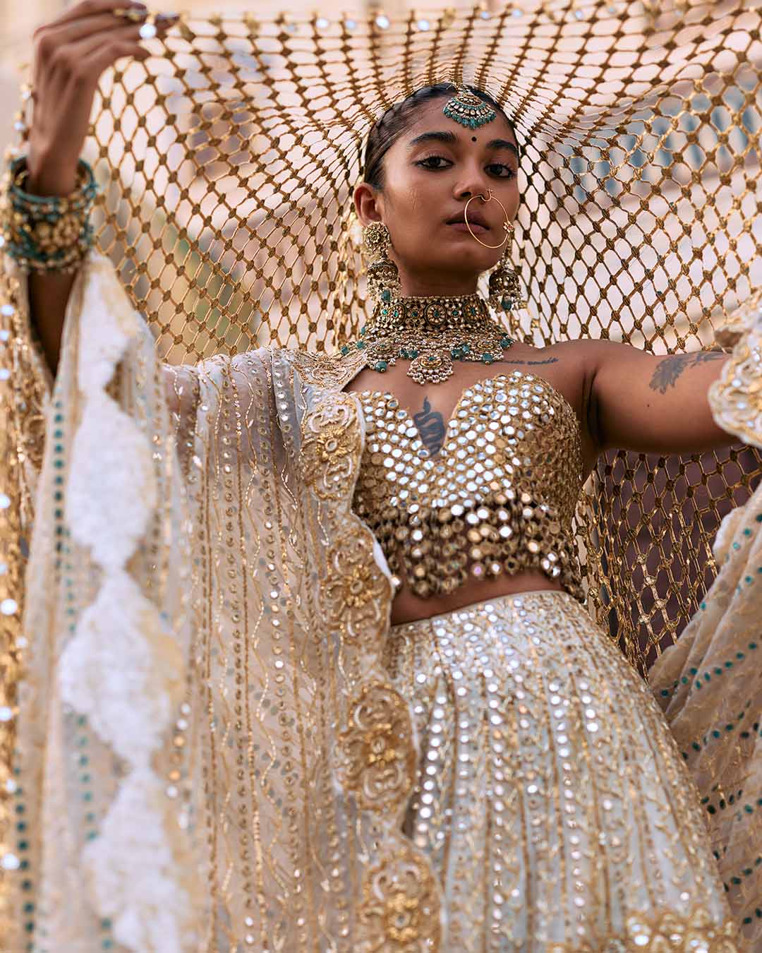 Rajbaraat Lehenga with Sheeshya Veil Set