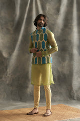 Organza Hexagon Jaal Lampi Embroidered Bundi